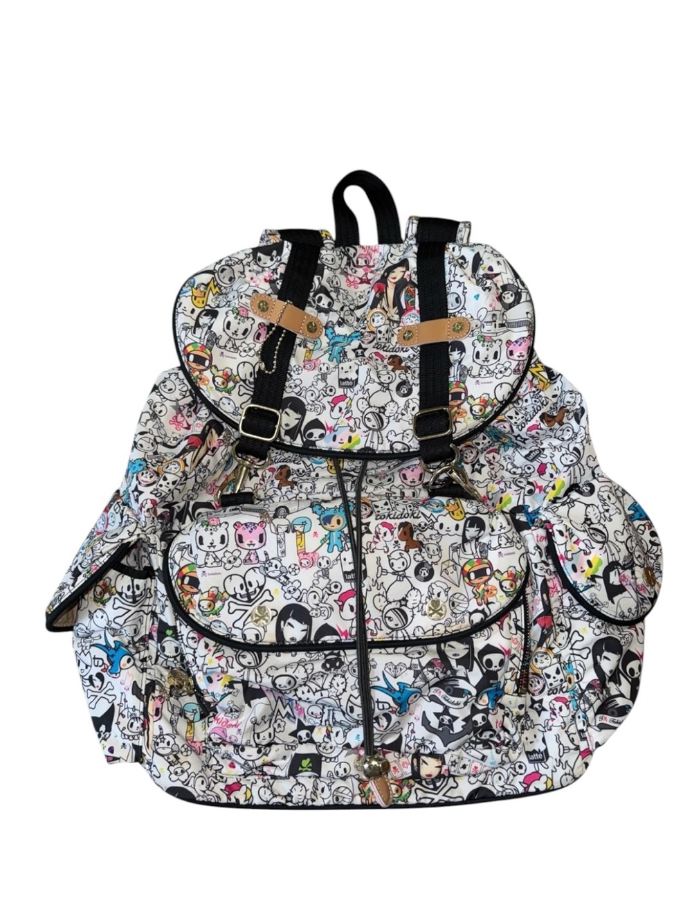 Vintage Tokidoki x Portafortuna White Multi-color Character Print Large Backpack